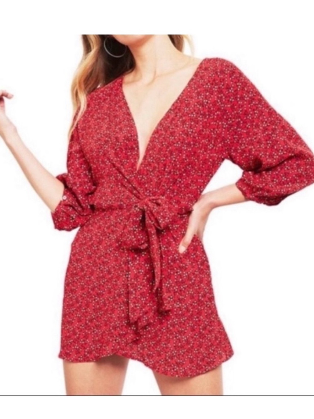 Free People Clara Floral Wrap Tunic SZ S